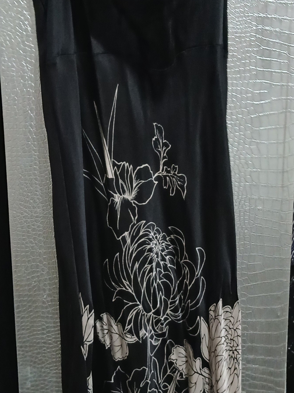 Soma Black Maxi Dress with White Floral Outline
